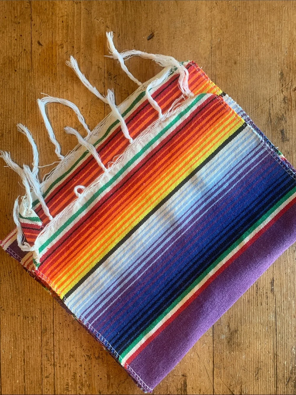 Vibrant Striped Table Runner and Napkin Set - Purple Multicolor